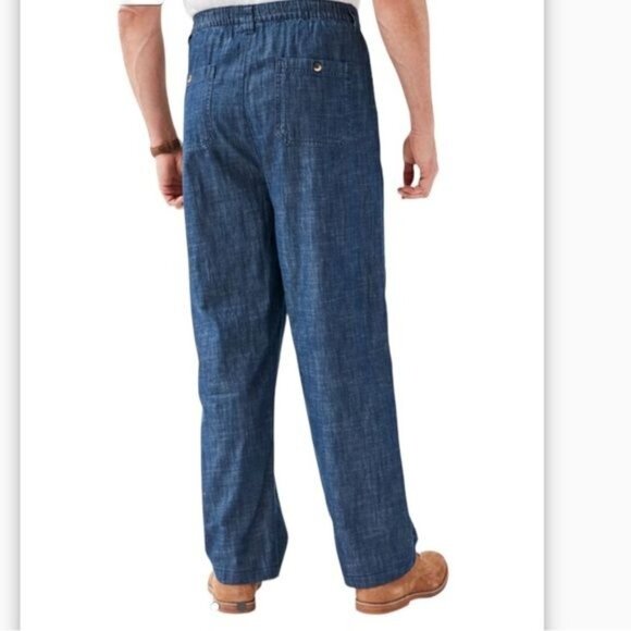 Mens King Size Green  Elastic Waist Pants NWT 100% Cotton Relaxed Fit - Picture 2 of 14